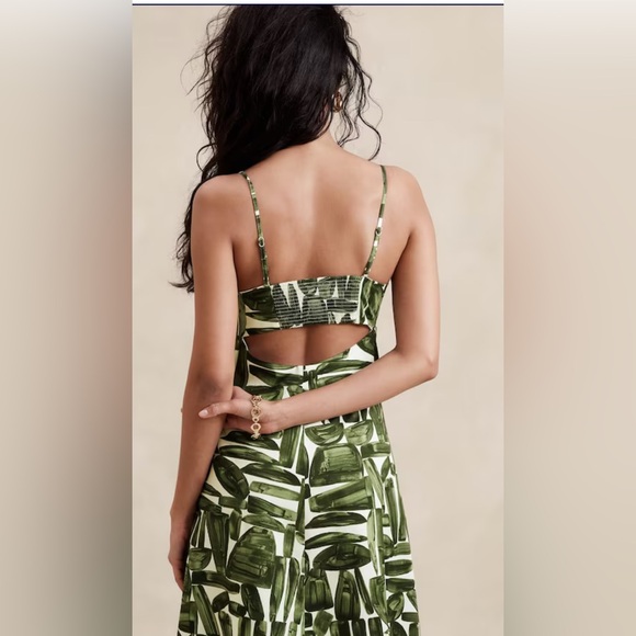 Banana Republic Green Leaf Print Dress. Size 4 NWT - Picture 3 of 14